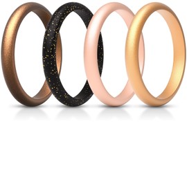 ThunderFit Women’s Silicone Thin and Stackable Anniversary Rings, Silicone Wedding Bands, 2.5mm Wide 2mm Thick, Variety Multipack 1-12