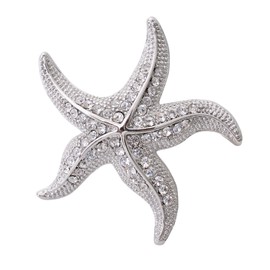 OBONNIE Broche de perlas de estrella de mar de cristal austriaco para mujer, Metal Metal Cristal