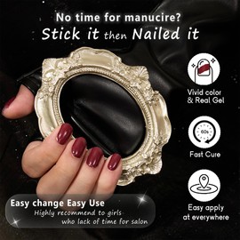 GelMala Gel Nail Stickers Solid Color Dark Wine- Gel Nail Stickers Salon-Quality, Long Lasting, Easy to Apply & Remove -Gel Nail Strips for Nails Manicure Nail Wraps，Easy for begginners (Pride)