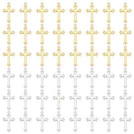 UNICRAFTALE 100Pcs 2 Colors Cross Charms 17.5mm Mini Cross Pendants Easter Charms Metal Pendants Punk Charms for Jewelry Making Accessory for DIY Necklace Bracelet Earrings