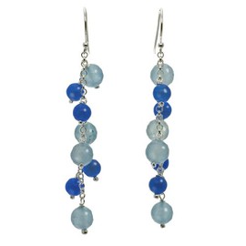 Franki Baker Ice Blue Aqua Chalcedony 925 Sterling Silver Long Dangle Earrings. Length 7.5cms. Comes in Pretty Box. Nickel Free