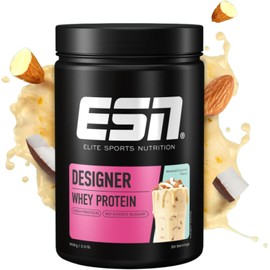 ESN Designer Whey Protein Powder, Almond Coconut, 908 g, up to 23 g Protein per Serving, Ideal for Muscle Building and Preservation, Tested Quality, Made in Germany
