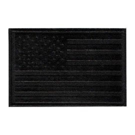 American Flag Morale Patch | Premium Leather, Strong Hook Backing, Attach to Hats, Jeans, Vest, Coat | 2x3 in | Midnight Black | by Pull Patch