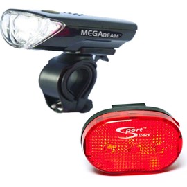 Sport Direct™ MegaWhite 50 Lumen Set. Front/Rear Bike Light Set. 3 x Front Superbright LED's & 3 x High Visibility Rear LED's. Run Time 160hrs+ IPX4 Waterproof *SEE 360 VIDEO*