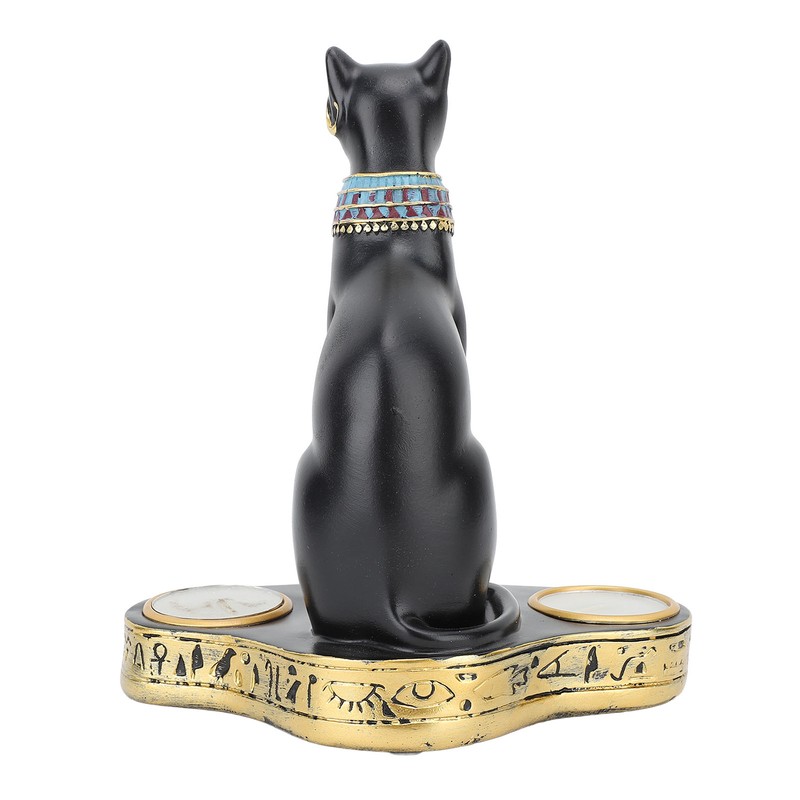 Egyptian Cat Candle Holder Decorative Resin Egyptian Cat Candlestick Exquisite