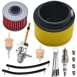 Air Oil Filter Tune Up Kit With Fuel Petcock Vavle and Spark Plug Fit for Honda ATC250ES Big Red 250 1985-1987 17254-HA0-000 15410-KF0-010 16950-HC4-840