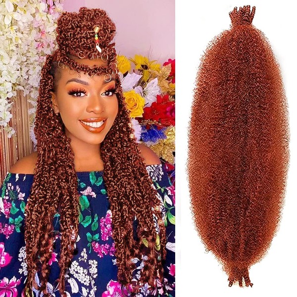 Xtrend 30 Inch Pre-Separated Feathered Afro Twist Hair, 8 Packs Feather Twist Hair for Desperate Soft Locs Copper Red Synthetic Hair Extensions for Women (8 Strands/Pack, 350#)