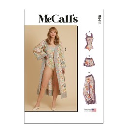 McCall's Easy to Sew Misses' Bodysuit, Robe, Shorts and Pants Sewing Pattern Kit, Design Code M8411, Sizes 12-14-16-18-20