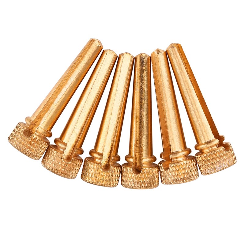 HilBeliFU 6Pcs Guitar Bridge Pins, 3cm Brass Guitar Pegs Set,