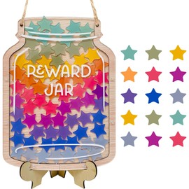 65pcs Classroom Reward Jar,11'' Magnetic Reward Jar for Classroom Board, Incentive Reward System for Kids, Teacher's Behavior Management Tool(Rainbow Star 8''x11'')