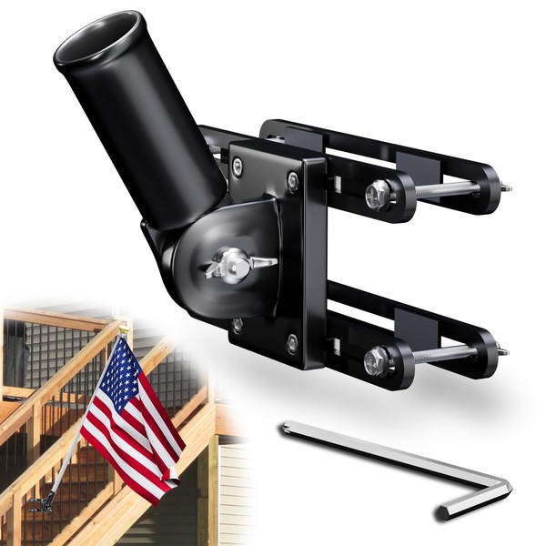 EFEALL Flag Pole Holder for Outside House, No Drilling Adjustable