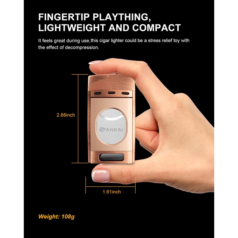 Cigar Lighter with Cutter,FANKAI Torch Lighter Double Jet Flame Refillable