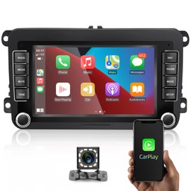 EKAT Double din Car Stereo Compatible with CarPlay Android Car Radio Touchscreen for VW Volkswagen Golf Polo Passat Skoda Seat Tiguan, [1G + 16GB] Bluetooth GPS WiFi