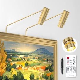 ZOOPEEN 2 Pack Zoomable Picture Light Spotlight,Plug in LED Picture Lights for Wall 3000K Photo Frame Light with Remote Control Art Lighting for Paintings Gold Mini Accent Spotlights for Gallery