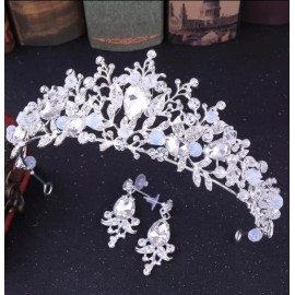 Unbranded Silver Tiara Light Blue gems Crown Princess Queen prom gift birthday bridal