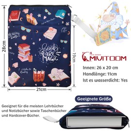 Books are Magic Book Cover with Zip and Front Pocket, 11 x 8.6 Inches, Book Lovers Gift, Waterproof Fabric