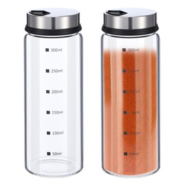 2 Pcs Large Salt & Pepper Shakers, Glass Salt & Pepper Shakers with Adjustable Pour Holes, Salt & Pepper Dispensers with Stainless Steel Removable Lids, Salt Spice Shakers for Kitchen Restaurant