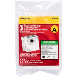 Fits For Shop Vac Type A, QAS60 Vacuum  1.5 Gallon Paper Bags 6pk # 90667