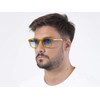 XLAB Unisex Moscot Style Sunglasses 8004, Yellow/Blue Shaded