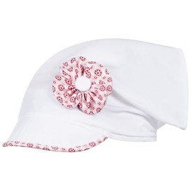 Headscarf Triangle Scarf Hat Peaked Cap Headband for Girls Baby Children Cotton Dots Flower, white-pink