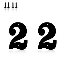 5 Inch Metal Modern House Numbers, House Address Letters and Numbers for Outside Signs, Metal Letters Door Numbers Signage Street Address Plaque for Garden Door Mailbox Decor (2-Pack of 2)