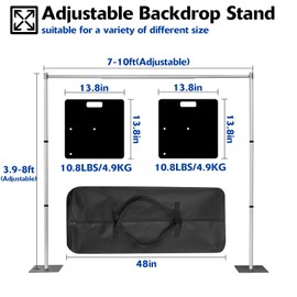 Hecis Pipe and Drape Backdrop Stand Kit, 8ftx10ft Heavy Duty Backdrop Stand, Adjustable Metal Pipe and Drape Stand, Background Stand for Parties Birthday Party Baby Shower Wedding Decorations