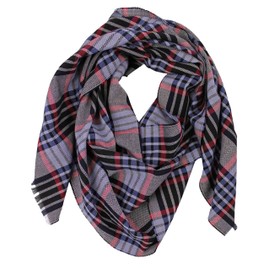 Rotfuchs Men's Cotton Scarf Checked Black Blue Red Summer Scarf, Black Blue Red
