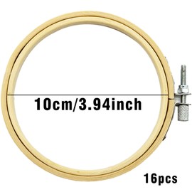 16 Pcs Round Bamboo Embroidery Hoop Circle Cross Stitch Hoop Ring for Craft Sewing,with Gold Eye Embroidery Needles,Embroidery Hoop,A Bamboo Circular Ring Used for Cross Stitch