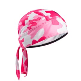 Magic Scarves Breathable Pink Camo Cap Adjustable Bandanna Cap Sweat Absorbing Headscarf Anti-UV Head Protection Head Wrap