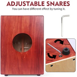 Aklot 10" Cajon Drum Compact Acoustic Jam Cajons Betula Wood Percussion Box, Internal Adjustable Snares,with Gig Bag