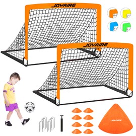 Soccer Goals for Backyard Set, Portable Kids Toddler Soccer Goal 2 of 4' x 3', Pop Up Soccer Net Soccer Training Equipment with Size 4 Soccer Ball, Carry Bag, Youth Games, Sports, Outdoor Play