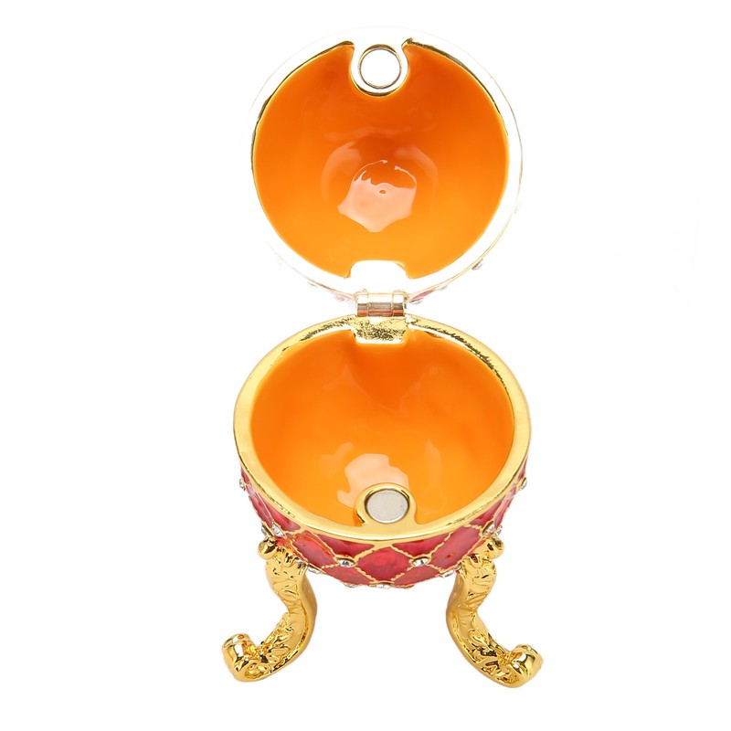 Egg Shaped Trinket Box Zinc Alloy Hinged Jewelry Ring Holder