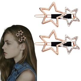 Star Hair Clips Barrettes for Women Elegant Hair Pin Clip for Thick Thin Hair Non-Slip Hollow Stars Headdress Hairclip for Teen Girl Styling Hair Accessories Decoration for Women Girls Gold 2Pcs