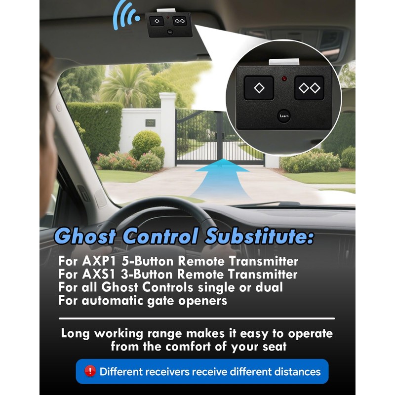 AXP1/AXS1 Gate Remote Transmitter Compatible with Ghost Control, 3 Button
