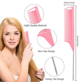 Rat Tail Comb Hair Comb for Men Parting Comb Hair Combs Teasing Comb Styling Comb Hair Comb Men Hair Combs for Women Comb With Metal Tail Rat Tail Comb for Women Hair Pick for Curly Hair 4PCS