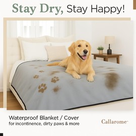 Waterproof Blanket - Multipurpose Blanket for Dogs, Pets or Kids - Soft Reversible Furniture Protector for Bed, Couch, or Dog Crate - Grey 50"x60"