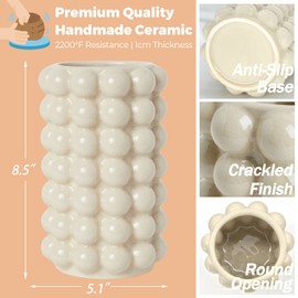 YANWE1 Bubble Vases, Black Ceramic Vases Set of 2, Boho Vases, Flower Vases, Decorative Vases, Vases for Decor, Black Bubble Vases for Dining Table, Wedding, Fireplace Mantel, Office, Wedding