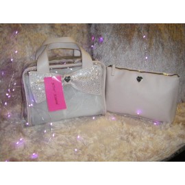 Betsey Johnson Pink 2 Piece Nested Set Crystal Big Bow New Sealed