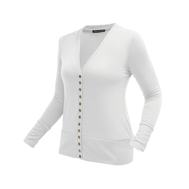 VERABENDI Womens Cardigan Long Sleeve Button Down V Neck Cute