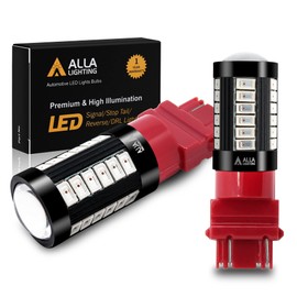 Alla Lighting 2800lm T25 Wedge 3156 3157 LED Bulbs, Red Brake Stop Tail Lights/Turn Signal Lights Lamps 3057 4057 4157 3457 3057KX 3157KX 4057KX P27/7W 3157LL Super Bright 5730 33-SMD Taillights