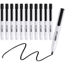 carrotez Retractable Dry Erase Markers, Low Odor Whiteboard Markers, Bullet Tip, Thin Barrel, 12 Count, Black