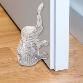 Sumnacon Cast Iron Cute Elephant Door Stop - Heavy Duty Floor Door Stopper Avoid Drilling Hole, Vintage Iron Doorstop for Patio Yard Garden Farmhouse Home Office Commercial Industrial,Retro White