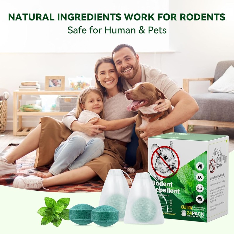 Mouse Repellent for Indoor and Outdoor, 24 Pack Peppermint Mice