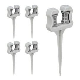 Relaxdays Hose Guide Garden Hose, Set of 5, Garden Hose Guide with Ground Spike, H x W x D: 26 x 10 x 3.5 cm, Grey, Plastic