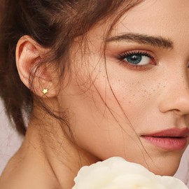 4 Pairs Tiny Flat Back Earrings for Women Gold Silver Heart Star Earrings Lightning V Flatback Stud Earrings Thread Cartilage Earrings Dainty Nap Earrings for Tragus Helix Piercing, Small, Metal, No