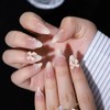 Short Almond Press on Nails White Ombre Fake Nails with