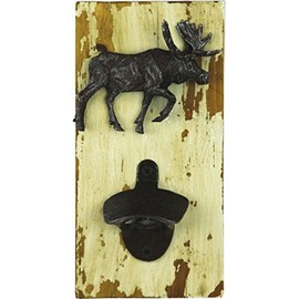 Rivers Edge Products Rustic Wall Mounted Bottle Opener, Natural Weathered Wood with Steel Opener, Room Decor for Bar, Man Cave, Garage, Kitchen, and Home, Rustic Bear