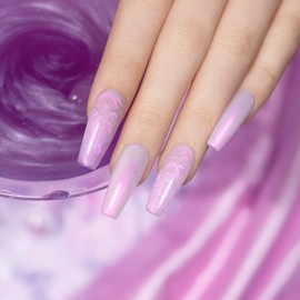 RARJSM Pearl Gel Nail Polish, Glitter Gel Polish Lavender Shimmer Mermaid Nail Gel Soak Off UV Gel for Salon Home DIY Manicure Use