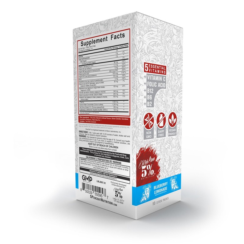 5% Nutrition Hydrate Stick Hydration Packets | Sport Electrolyte Powder