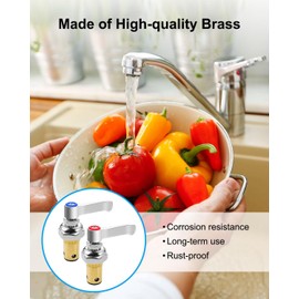 Handle Stem Assembly Fits for T&S brass Faucets, Blue Cold and Red Hot Side Spindle Assembly Valve Replacement Part Replaces 002713-40 002714-40